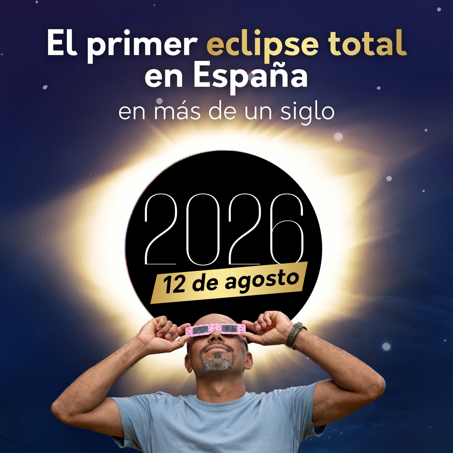Spanish-language Tember solar eclipse glasses information panel 1 of 6