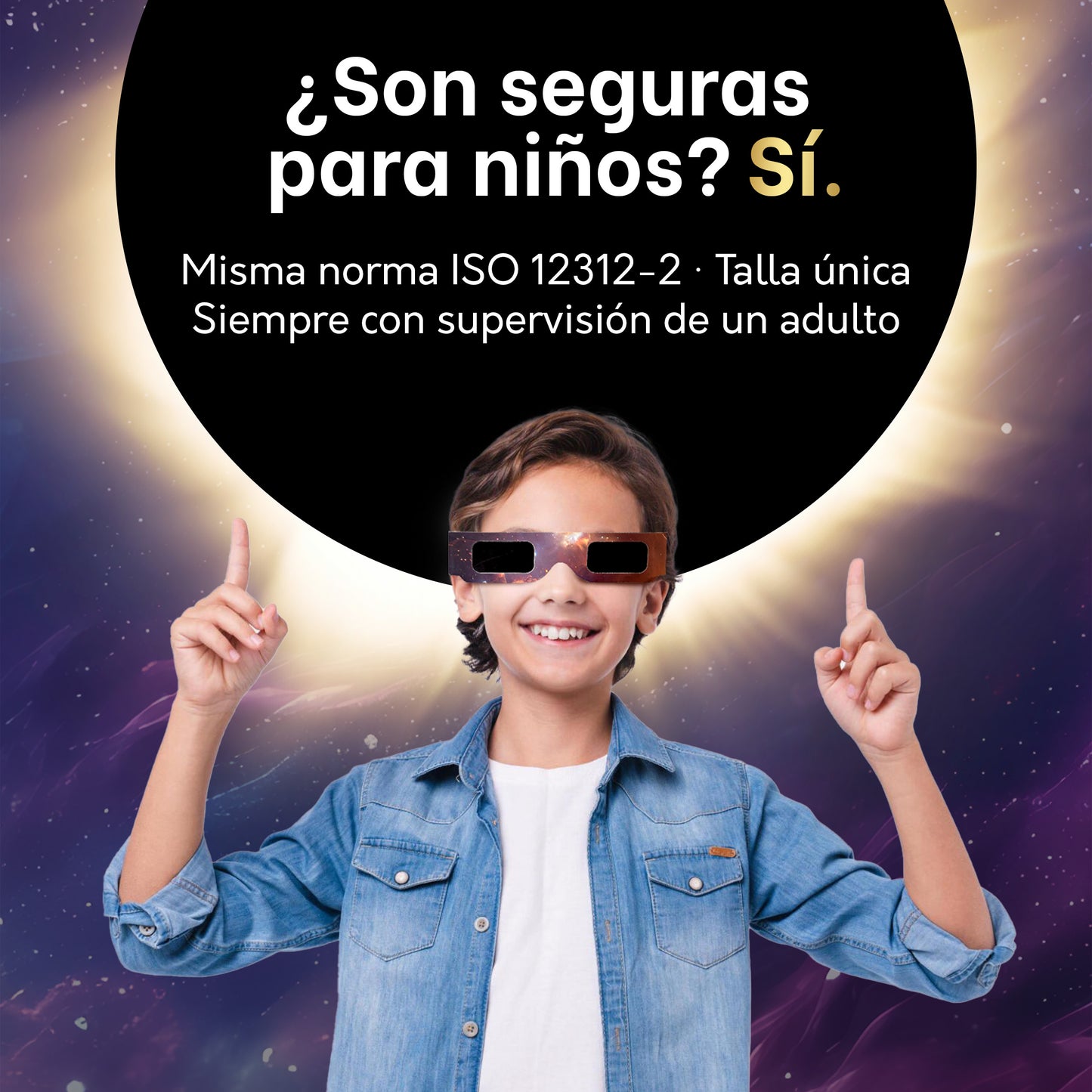 Spanish-language Tember solar eclipse glasses information panel 4 of 6