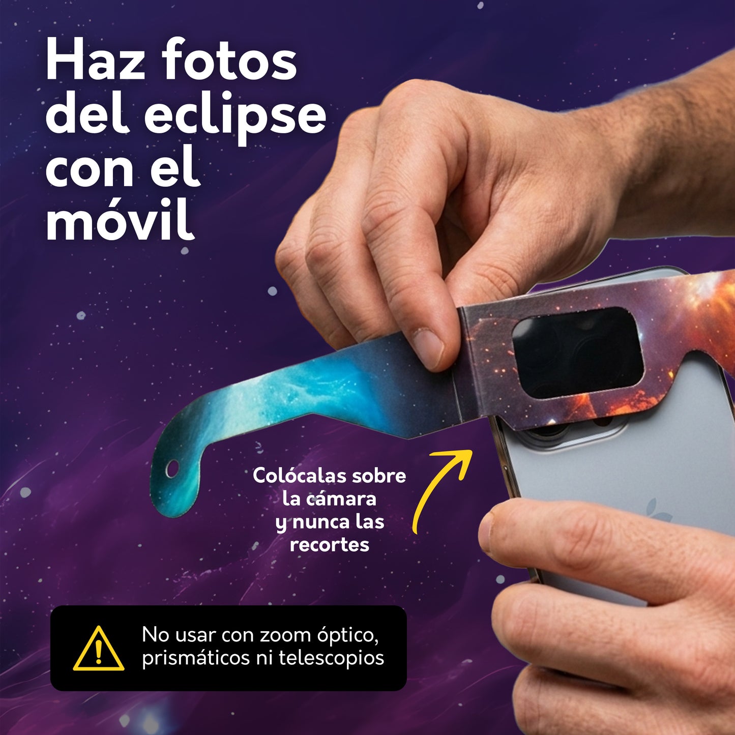 Spanish-language Tember solar eclipse glasses information panel 5 of 6