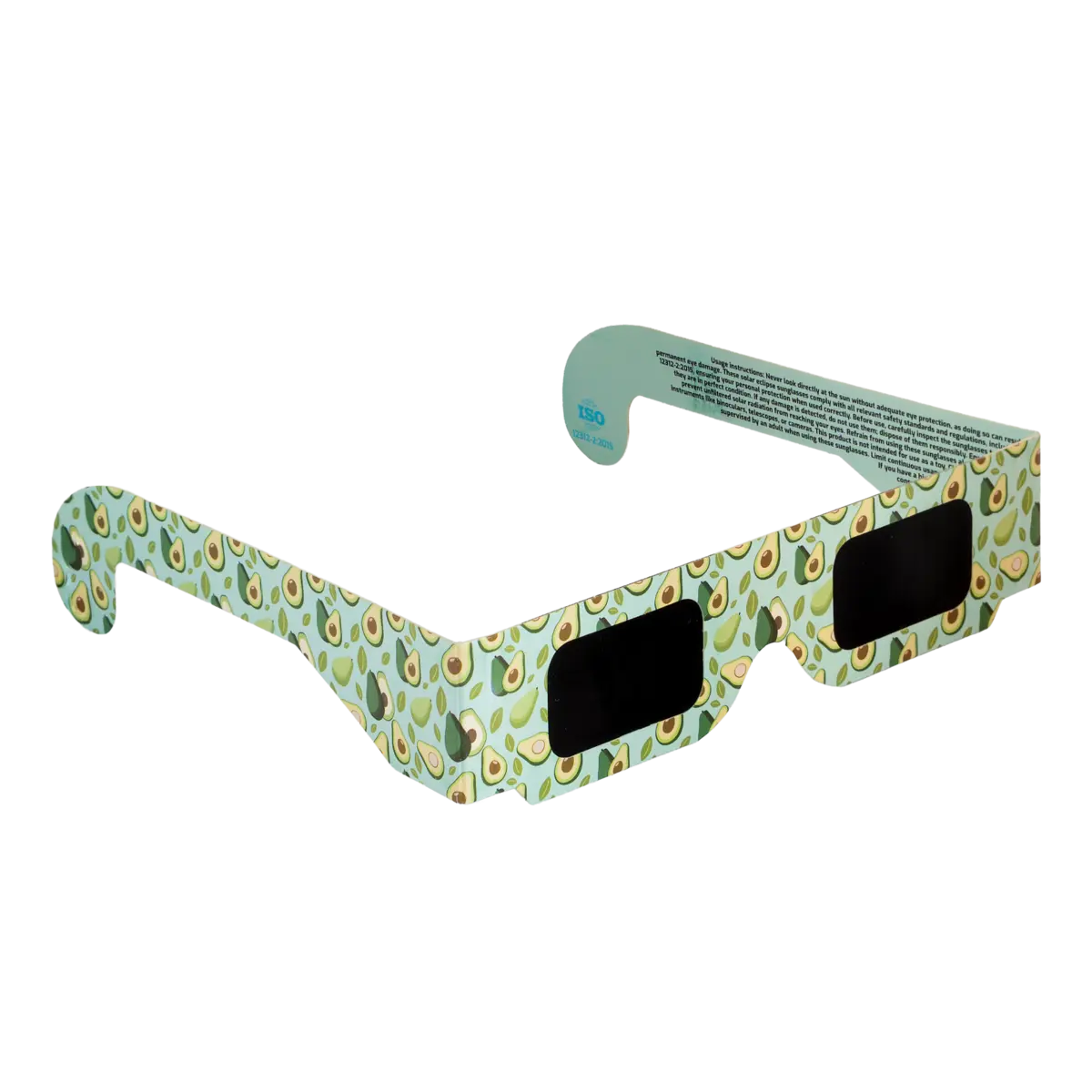 Avocado solar eclipse glasses on a transparent background