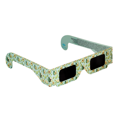 Avocado solar eclipse glasses on a transparent background