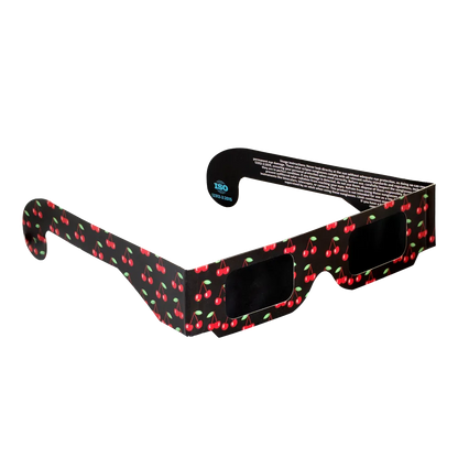 Cherry solar eclipse glasses on a transparent background