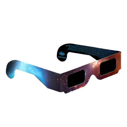 Galaxy solar eclipse glasses on a transparent background